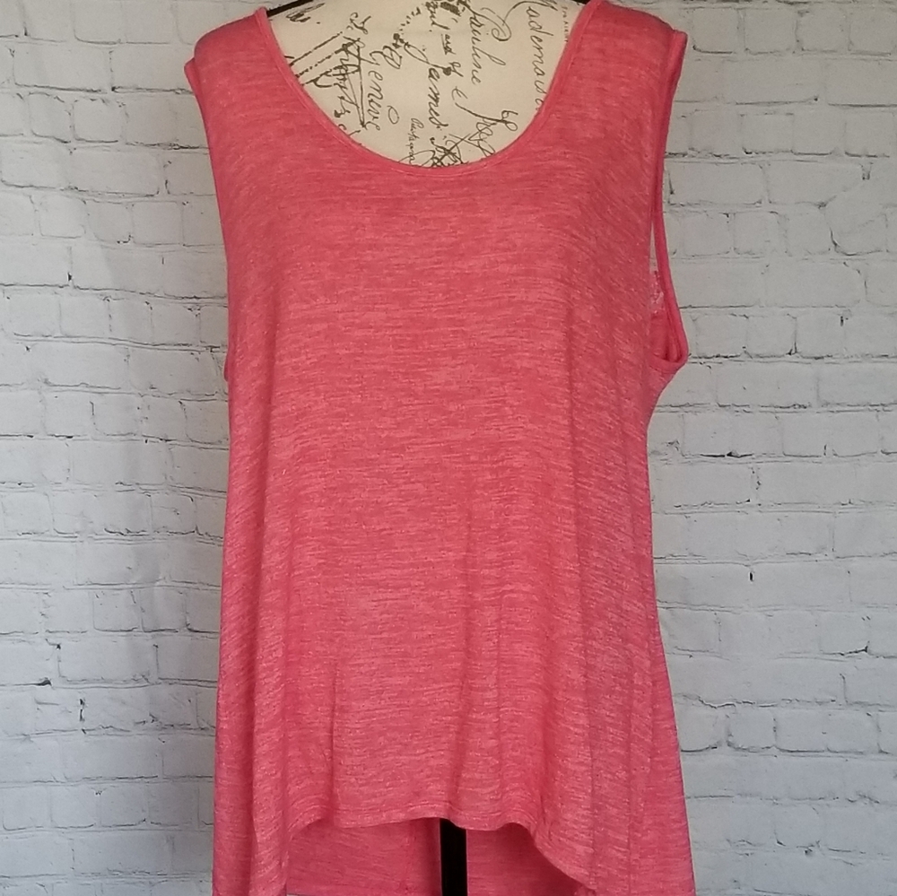 Ultra Teeze Women's Coral Sleeveless Tunic Top with sharkbite hemline, 3X